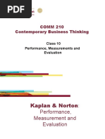 COMM 210 Contemporary Business Thinking: Class 10 Performance, Measurements and Evaluation