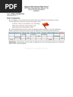 Worksheet No. 2 Order of Adjectives