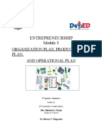 Entrepreneurship: Organization Plan, Production Plan, and Operational Plan