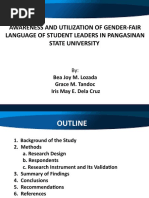 Awareness and Utilization of Gender-Fair Language of Student Leaders in Pangasinan State University