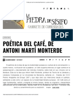 Poética Del Café, de Antoni Martí Monterde - La Piedra de Sísifo