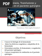 Hemostasia, Transfusiones y Sangrados en El Paciente Quirúrgico