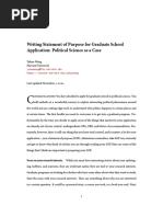 Writing Statement of Purpose For Graduate School Application: Political Science As A Case