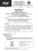 Science 5: Quarter 3 - Week 3 Title: Interaction of Objects Competency