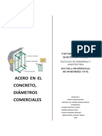 Acero en El Concreto, Diámetros Comerciales