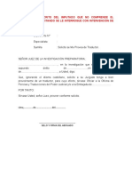 Modelo 119. - Escrito Del Imputado Que No Comprende El Castellano Solicitando Se Le Interrogue Con Intervención de Traductor