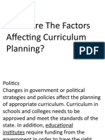 Factors Affecting Curriculum Planning