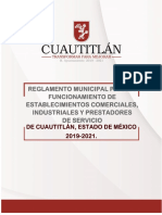 Reglamento Municipal para El Funcionamiento de Establecimientos Comerciales, Industriales y de Prestadores de Servicios de Cuautitlán, Estado de México