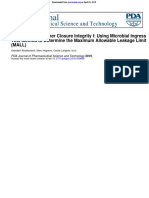 Single-Use System Integrity I Using A Microbial Ingress Test Method To Determine The Maximum Allowable Leakage Limit (MALL)