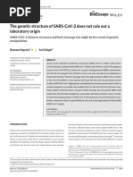 The Genetic Structure of Sars-Cov-2 Does Not Rule Out A Laboratory Origin