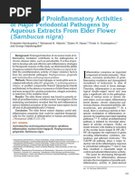 Inhibition of Proinflammatory Activities of Major Periodontal Pathogens by Aqueous Extracts From Elder Flower