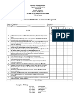 Villareal National High School: Appraisal Form #1: Checklist On Classroom Management