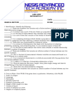 Long Quiz Mathematics 7 NAME: - DATE: - GRADE & SECTION: - SCORE