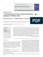 Y-STR Haplotype Diversity Among The Khandayat Population of Odisha, India