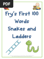 Fry'S First 100 Words Snakes and Ladders Games - Clever Classroom TPT ©