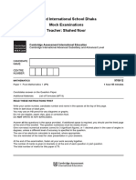 9709 P1 Pure Mathematics 1 - Paper 1 - Mock