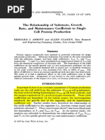 The Relationship of Substrate, Growth Rate, and Maintenance Coefficient To Single Cell Protein Production