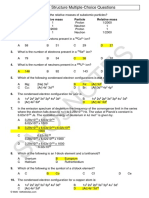 Atomic Structure HL Multiple Choice Questions Answers