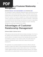 Advantages of Customer Relationship Management