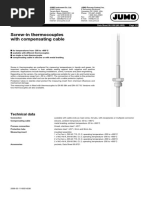 Screw-In Thermocouples With Compensating Cable: Technical Data