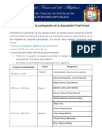 Indicaciones para La Participación en La Exposición Final Virtual