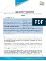 Syllabus Del Curso de Fundamentos y Generalidades de Investigación