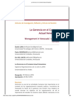 La Gerencia en El Contexto Actual Venezolano