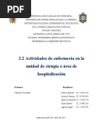 2.2 Actividades de Enfermería en La Unidad de Cirugía o Área de Hospitalización. Informe