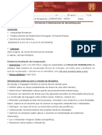 Roteiro de Estudos e Exercícios de Recuperação Literatura 2 Série Profa. Jucimara