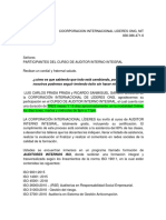 Carta CIL - CURSO AUDITOR