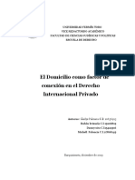 El Domicilio Como Factor de Conexión en El Derecho Internacional Privado