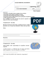 Prova de Geografia - 1ºbim - 4° Ano