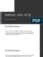 Imrad, Apa, Acm: Eunice B. Custodio, PH.D