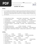 Name: - Date: - Class: - Placement Test. Level 5. Reading