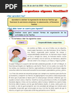 ¿Cómo Se Organizan Algunas Familias?: ¿Qué Aprenderé Hoy?