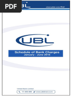 Schedule of Bank Charges: January - June 2016