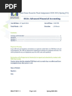 B326: Advanced Financial Accounting: Take Home Exam For Final Assignment 2020-2021/spring (V1)