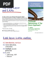 The Link Layer and Lans: Computer Networking: A Top Down Approach