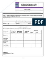 Learning Worksheet No. 5 Physical Education and Health 11: Co Qah + Melc LW