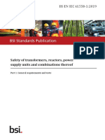 BSI Standards Publication: Safety of Transformers, Reactors, Power Supply Units and Combinations Thereof