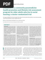 Evaluation of A Community Paramedicine Health Promotion and Lifestyle Risk Assessment Program For Older Adults Who Live in Social Housing: A Cluster Randomized Trial