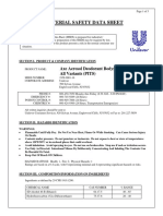 Material Safety Data Sheet: Axe Aerosol Deodorant Bodyspray - All Variants (PITS)