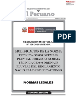 Modificación de La Norma Técnica Os.060 Drenaje Pluvial Urbano A Norma Técnica Ce.040 Drenaje Pluvial Del Reglamento Nacional de Edificaciones