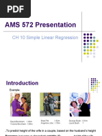 AMS 572 Presentation: CH 10 Simple Linear Regression