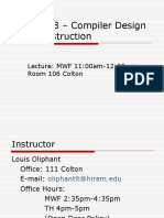 CPSC 388 - Compiler Design and Construction: Lecture: MWF 11:00am-12:20pm, Room 106 Colton