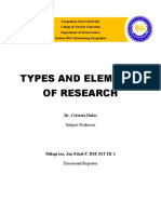 Types and Elements of Research: Dr. Cristeta Dulos