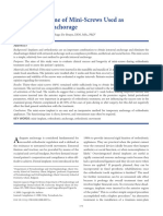 Clinical Outcome of Mini-Screws Used As Orthodontic Anchorage