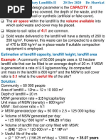 Lecture # 12 Sanitary Landfill II 20 Dec 2020