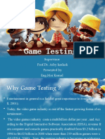 Game Testing: Supervisor Prof - Dr. Arby Kashak Presented by Eng - Mai Kamal