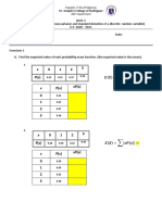 Quiz No. 2 - Mean, Variance and Standard Deviation of A DRV (2nd Sem)